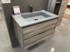 Acquabella Basin Unit, with tap and single door cabinet, basin approx. 800mm x 460mm, cabinet