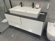 Duravit Basin Unit, with two taps, approx. 1.4m x 550mm Please read the following important