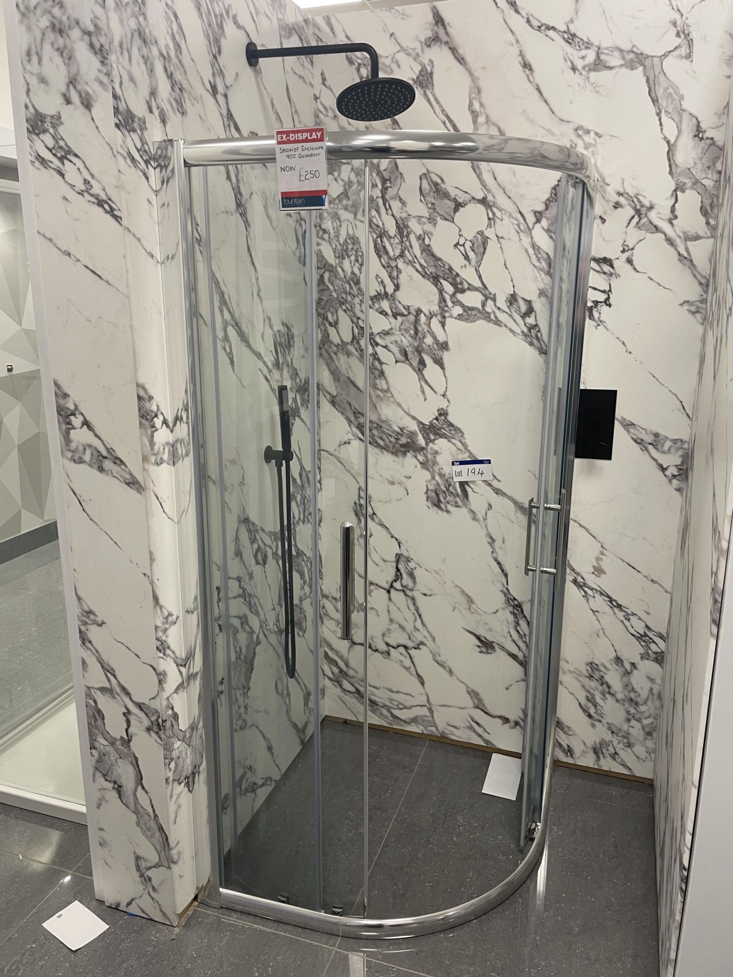 900 Quadrant Twin Door Shower Enclosure, with showerhead, flexible showerhead and mixer tap (no