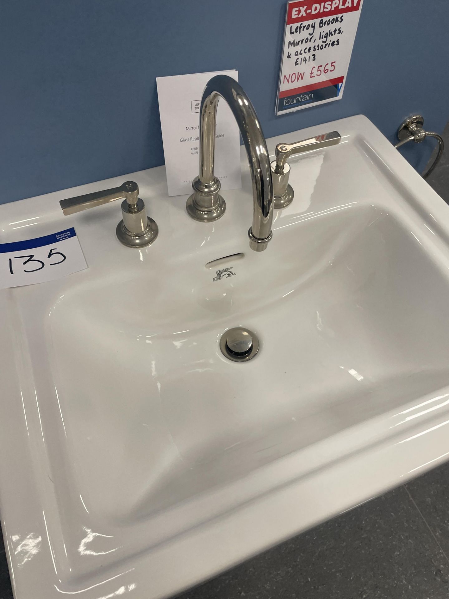 Lefroy Brooks Basin, with taps, approx. 610mm x 500mm Please read the following important - Image 2 of 2