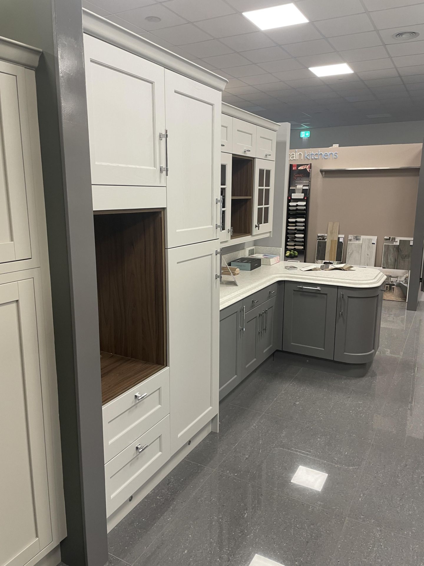 Masterclass Kitchens Ashbourne TWO TONE GREY SOLID WOOD KITCHEN UNIT, with cabinets, quartz top