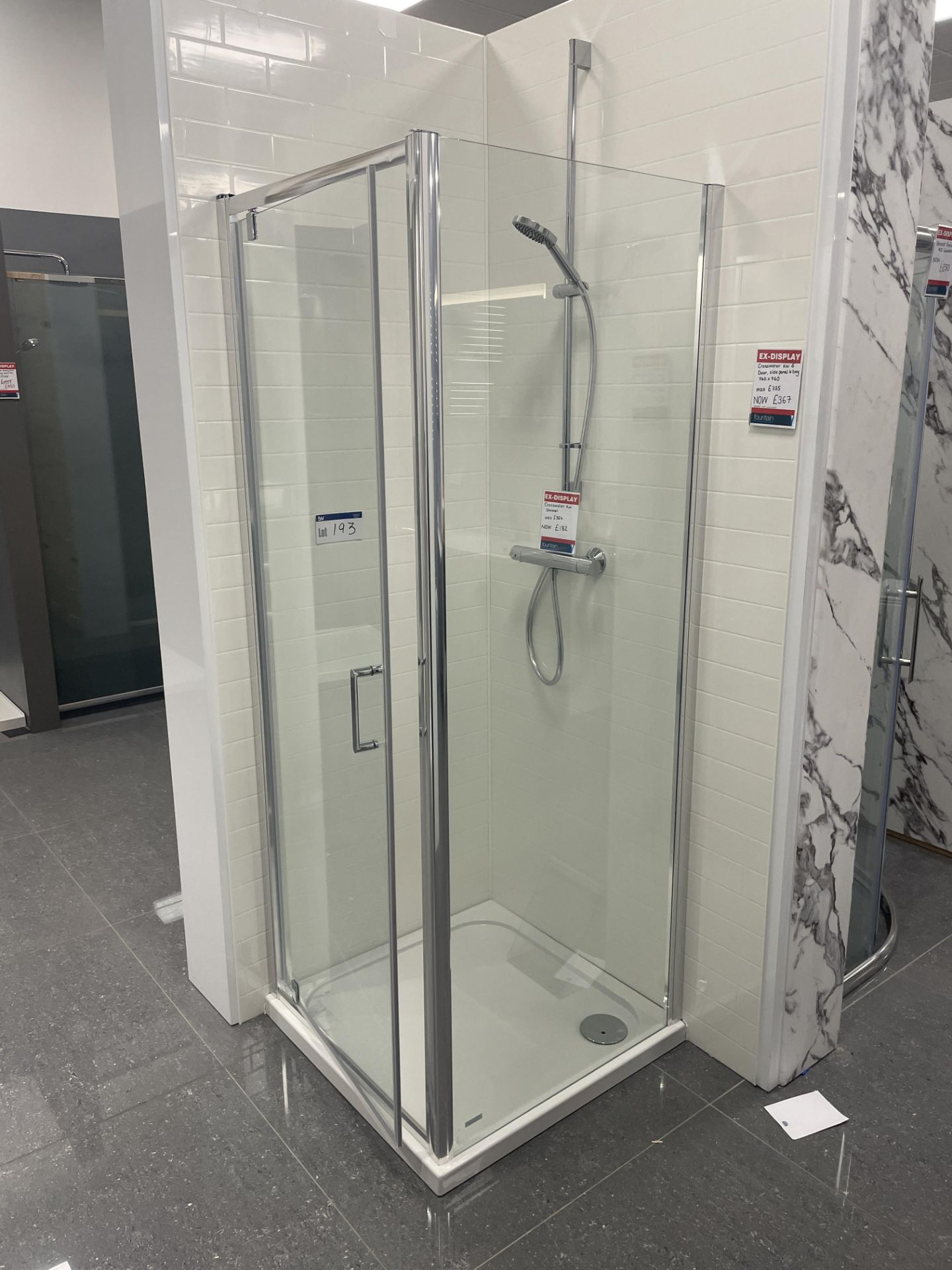 Crosswater Kai 6 Single Door Shower Enclosure, with flexible showerhead and mixer taps, approx.