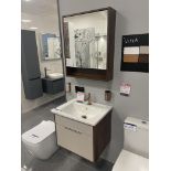 Vitra Basin Unit, with mixer tap and mirrored cabinet, basin approx. 600mm x 470mm, cabinet