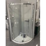 Aqata SP350 Curved Shower Enclosure, with wall mounted showerhead, flexible shower and mixers,