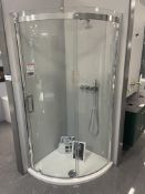Aqata SP350 Curved Shower Enclosure, with wall mounted showerhead, flexible shower and mixers,