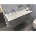 Crosswater Arena Basin Unit, with tap and two wall mounted bathroom fittings, approx. 1.1m x 400mm