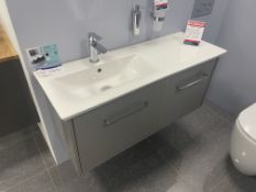 Crosswater Arena Basin Unit, with tap and two wall mounted bathroom fittings, approx. 1.1m x 400mm