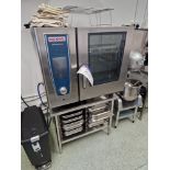 RATIONAL SCC WE 61 Combi Oven, Serial No. E61SI19012720301 with Stainless Steel 12 Section Stand (