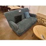 Two Seater Teal Fabric Sofa (Lot subject to approval from finance company) Please read the following