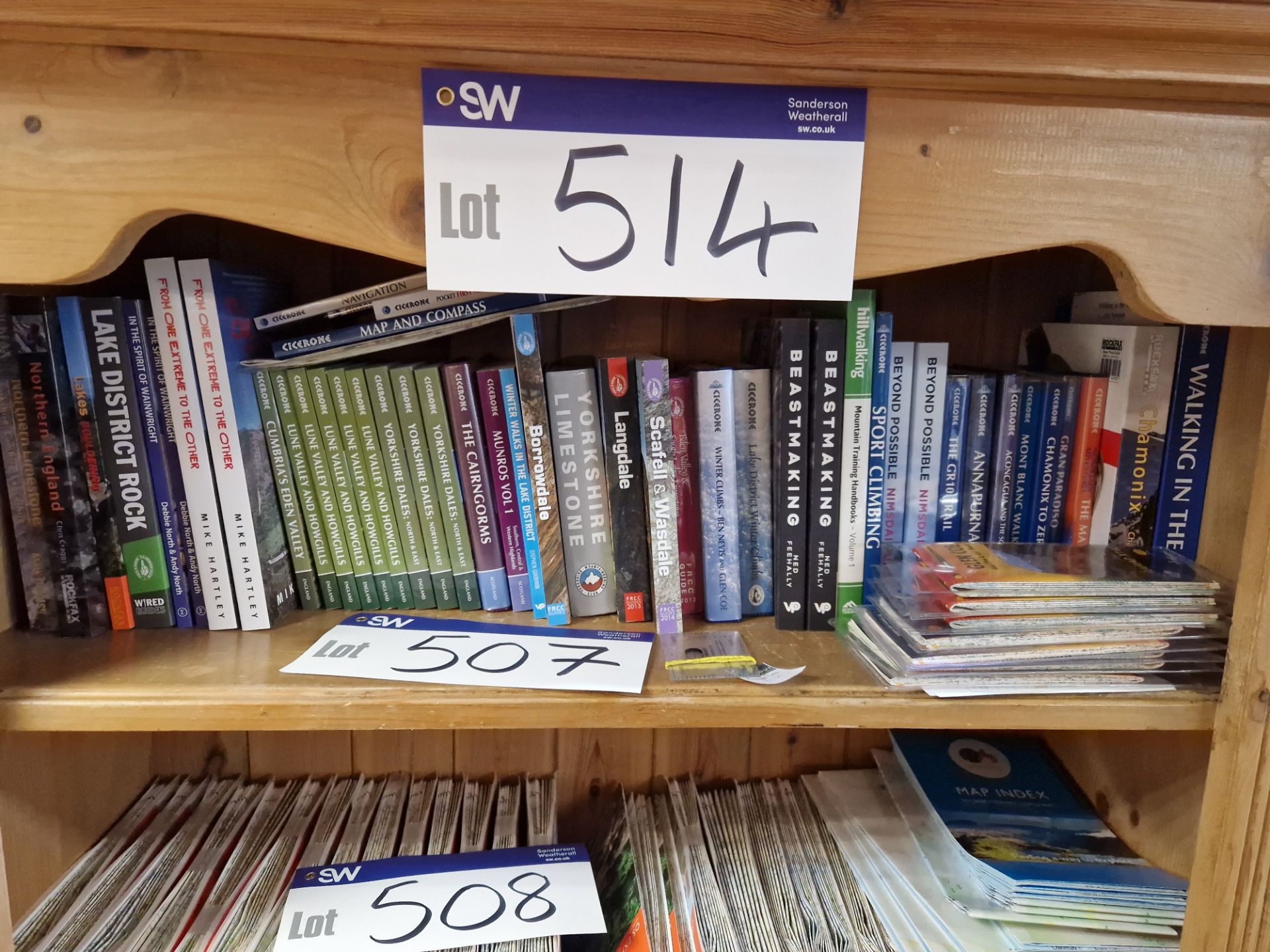 Quantity of Walking Guides and Books, as set out on one shelf of bookcase Please read the