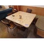 Large Square Wooden Top Metal Leg Dining Table Please read the following important notes:- ***