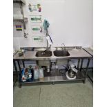 Stainless Steel Twin Basin Sink Unit with Shower Head, Drainer and Macerator (Water and Waste