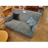 Two Seater Teal Fabric Sofa (Lot subject to approval from finance company) Please read the following