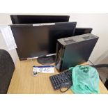 HP Slimline 11-a005Na Desktop PC, Three Monitors, Keyboard and Mouse (Hard Drive Removed) Please