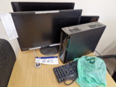 HP Slimline 11-a005Na Desktop PC, Three Monitors, Keyboard and Mouse (Hard Drive Removed) Please