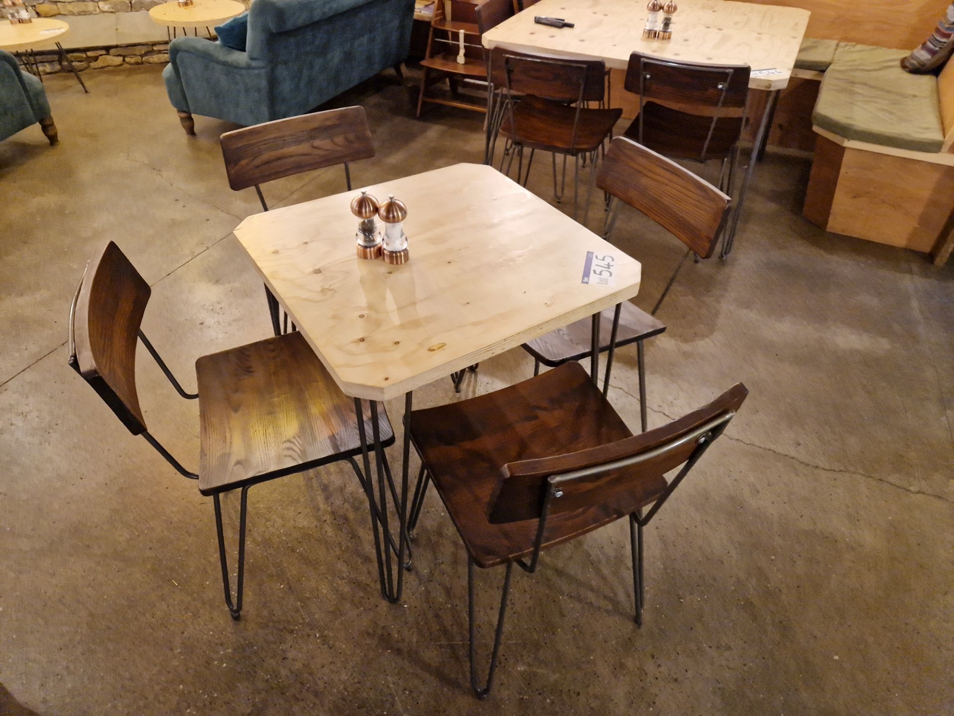 Two Square Wooden Top Metal Leg Dining Tables Please read the following important notes:- ***