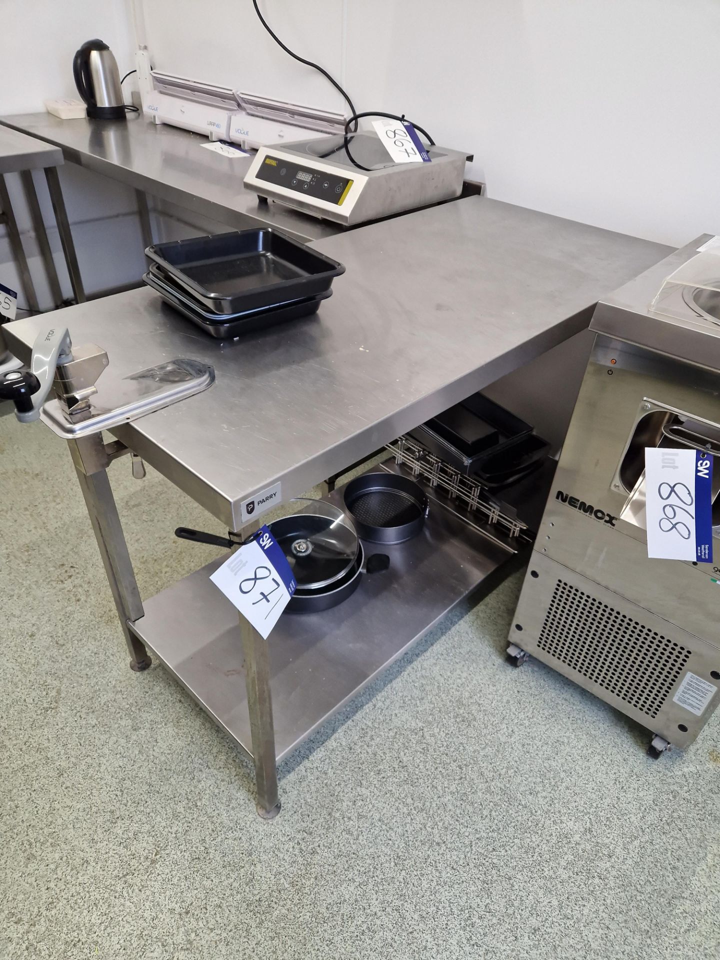 Parry Stainless Steel Preparation Table with Vogue Can Opener (Lot subject to approval from