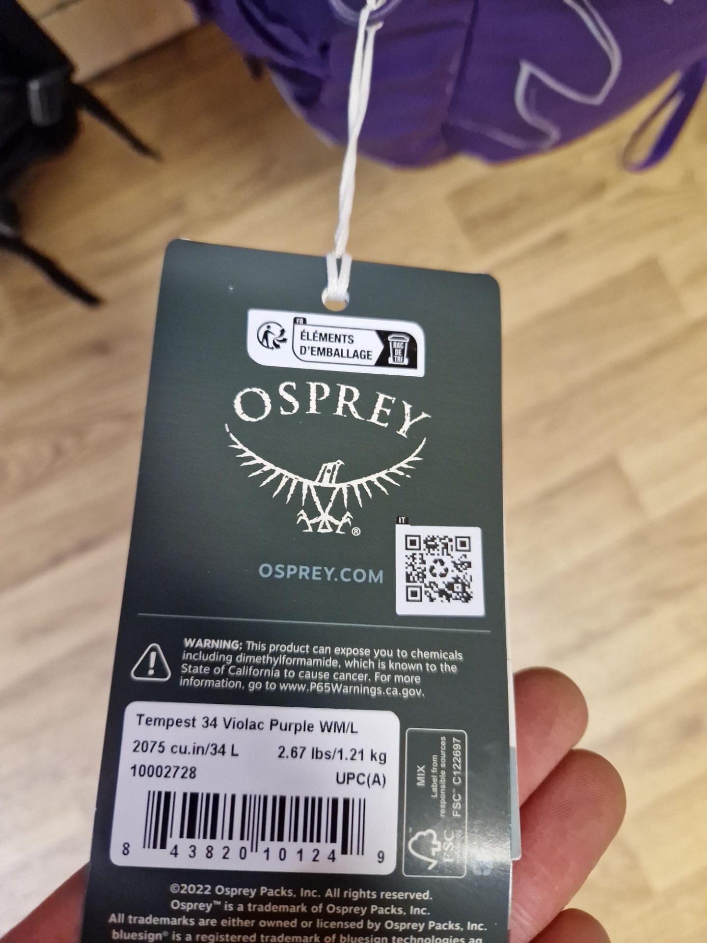 Osprey Tempest 34 Violac Purple WM/L Backpack, 1.21kg Please read the following important - Image 2 of 2