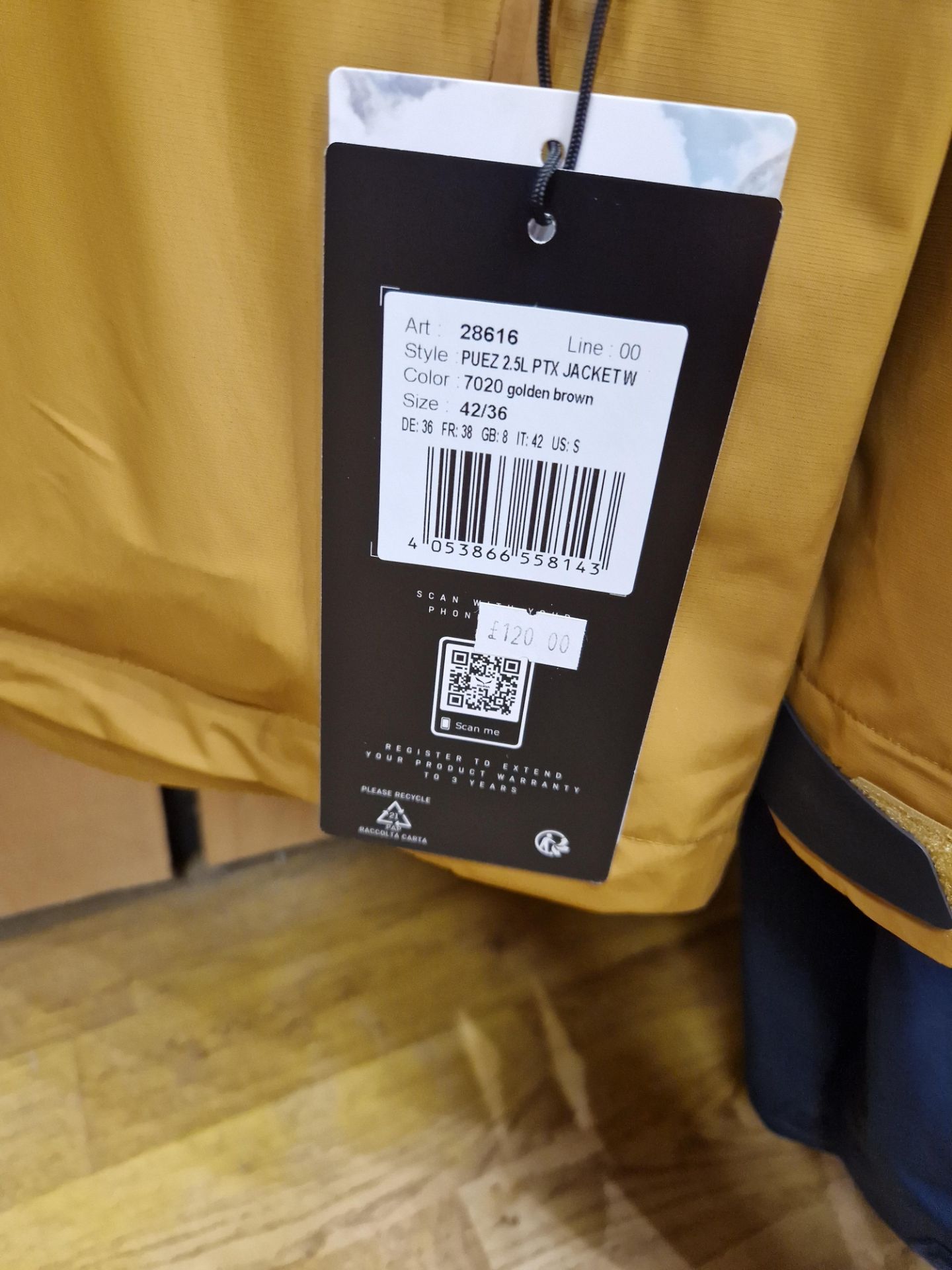 Three Salewa Puez 2.5L PTX Jackets, Colour: Golden Brown, Sizes: 42/36, 44/38, 46/40 Please read the - Image 2 of 2
