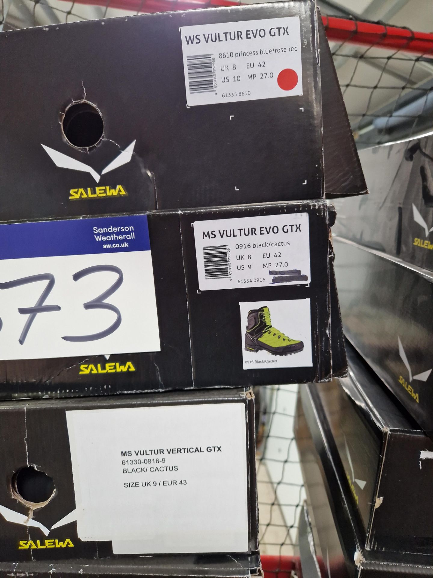 Seven Pairs of Salewa Vulture Boots, Colours: Black/Cactus, Princess Blue/Rose Red, Sizes: 8 UK, 9 - Image 2 of 3