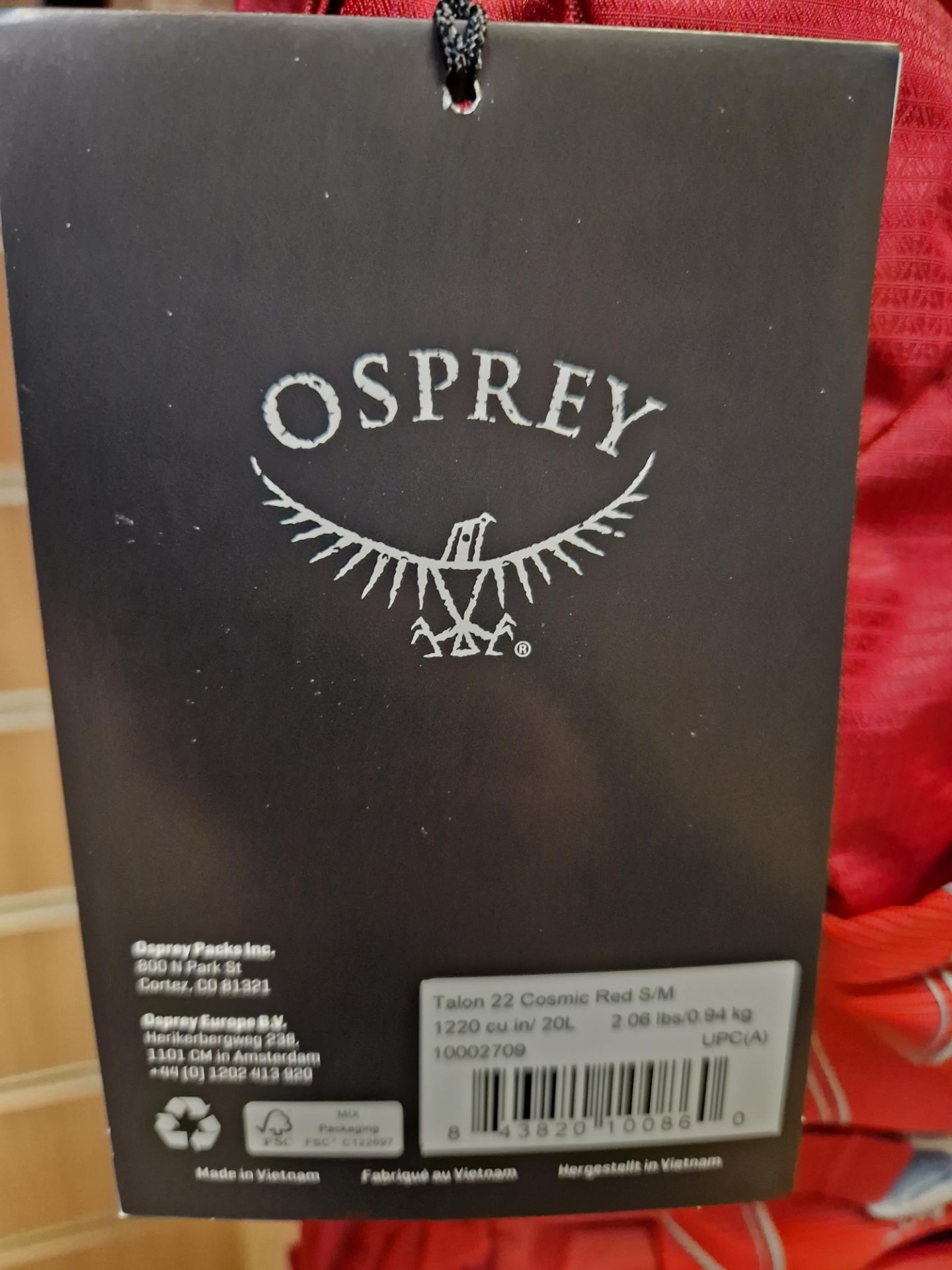 Osprey Talon 22 Cosmic Red S/M Backpack, 0.94kg Please read the following important notes:- *** - Image 2 of 3