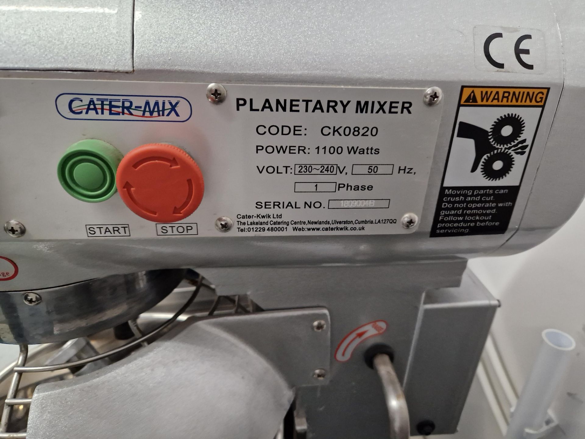 Cater-Mix CK0820 Planetary Mixer, Serial No. 189004B (Lot subject to approval from finance - Image 2 of 2