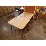 Two Square Wooden Top Metal Leg Dining Tables Please read the following important notes:- ***
