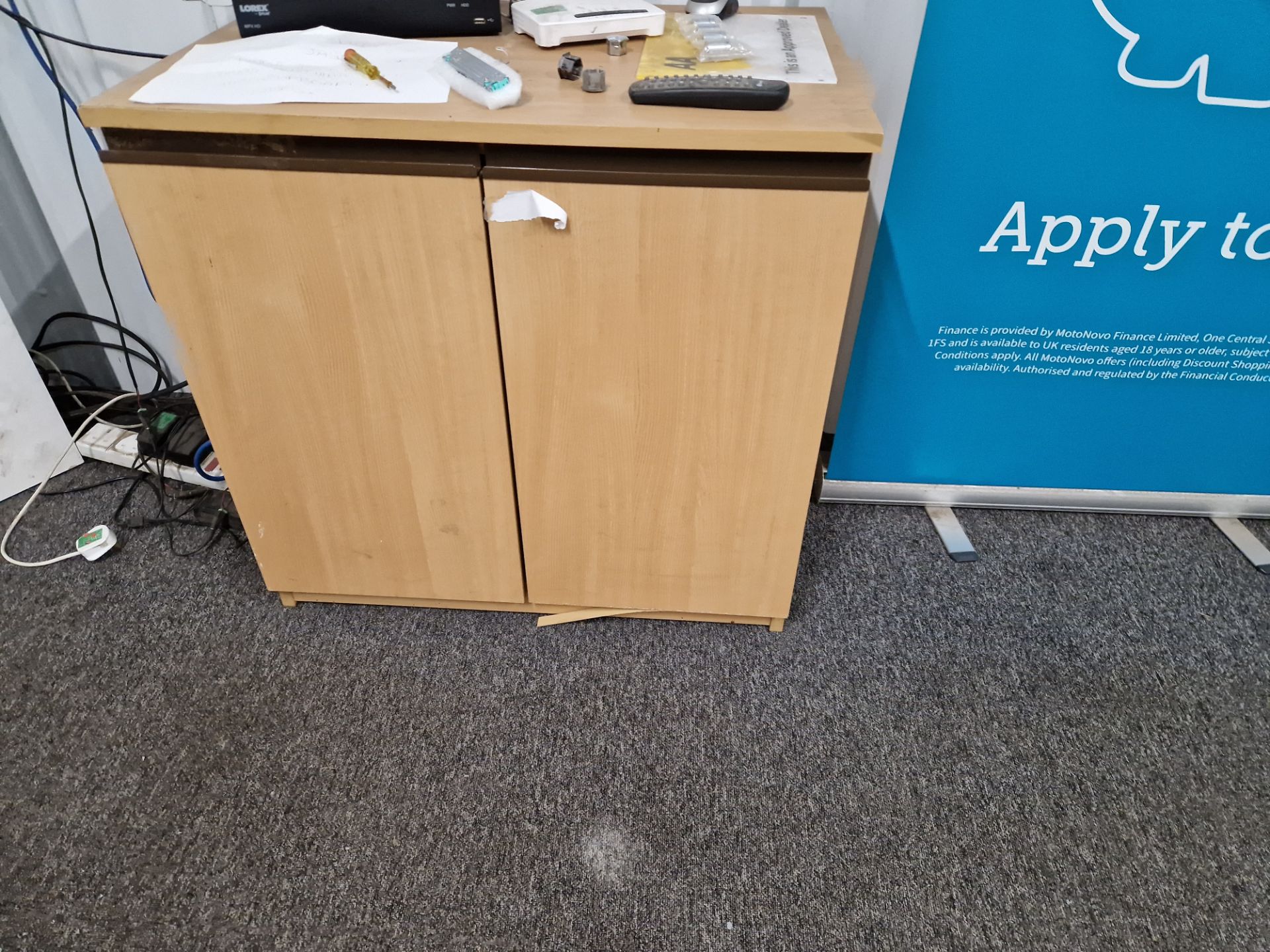 Contents to Room, including Light Oak Veneered Desk, Pedestal, Two Side Cabinets, Office Chair and - Image 3 of 3