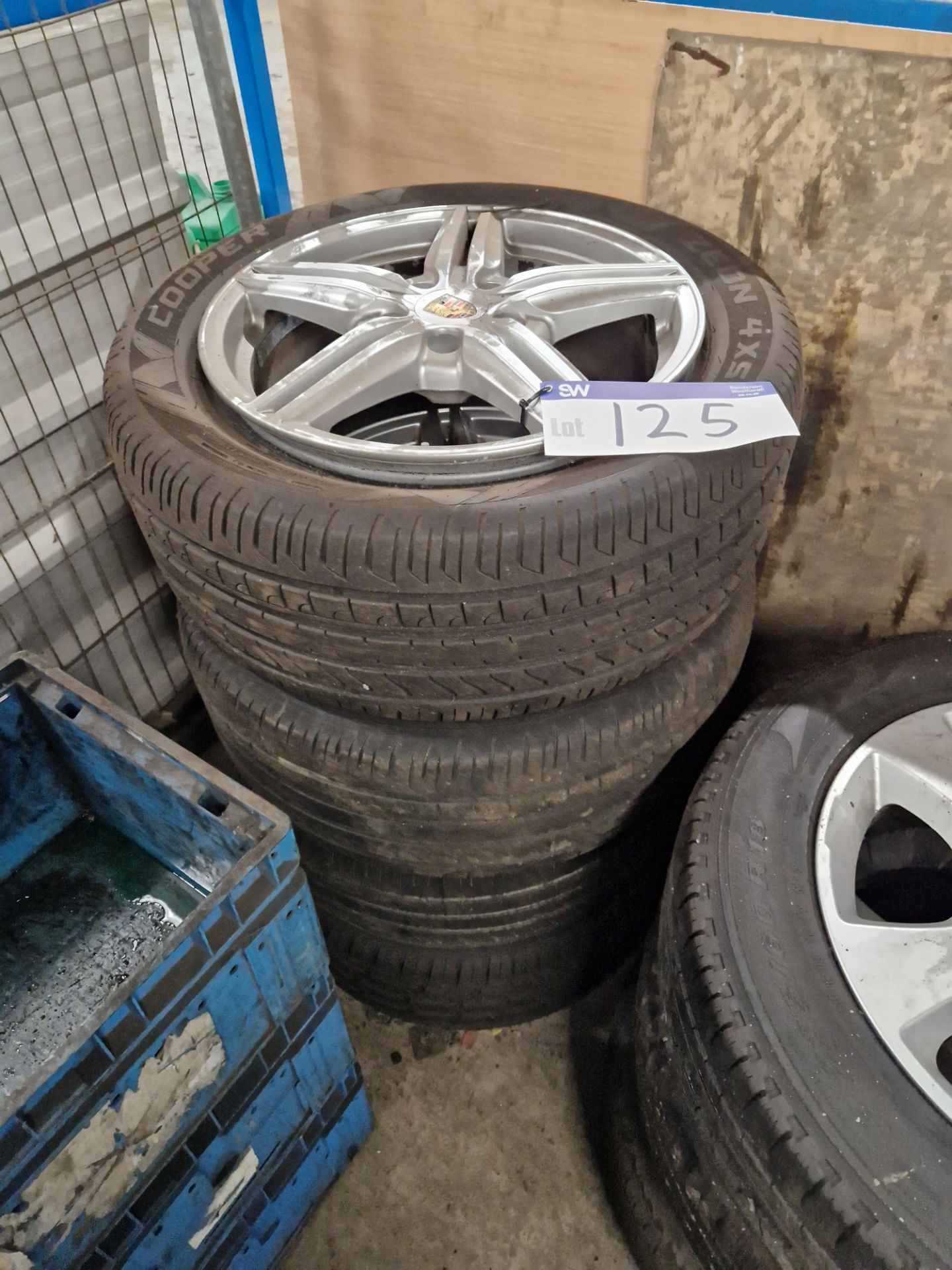 Four Porsche 5 Spoke 19" Alloy Wheels with Part Worn Tyres Please read the following important