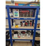Contents to One bay of Racking, including Hydraulic Fluids, Surface Cleaner, Oil Seal, Anti Cease