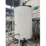 Steel Mixing Tank, approx. 2.95m high x 1.7m dia x 2.5m deep, with steel support legs (pipework