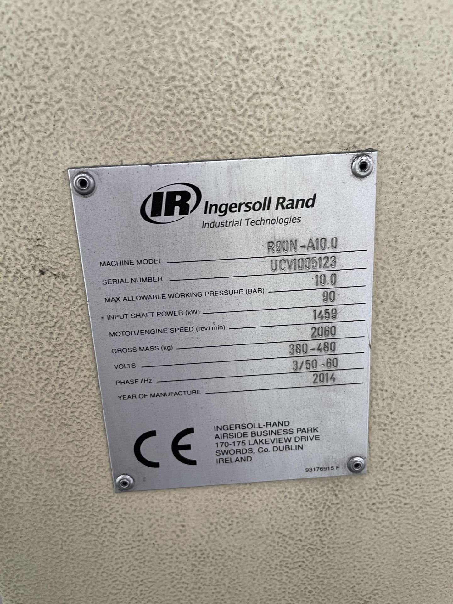 Ingersoll Rand R90N-A10.0 Nirvana VSD Premium Efficiency Packaged Air Compressor, serial no. - Bild 3 aus 3