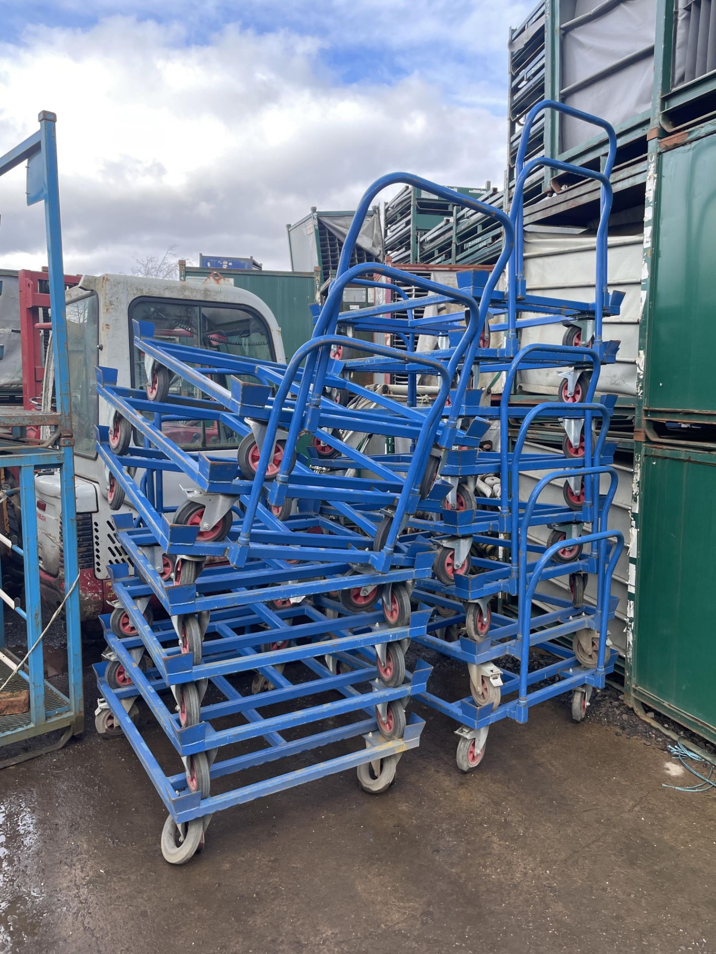 Five Steel Framed Trolleys, each approx. 1.25m x 1m (Contractors take out charge - £10) Please