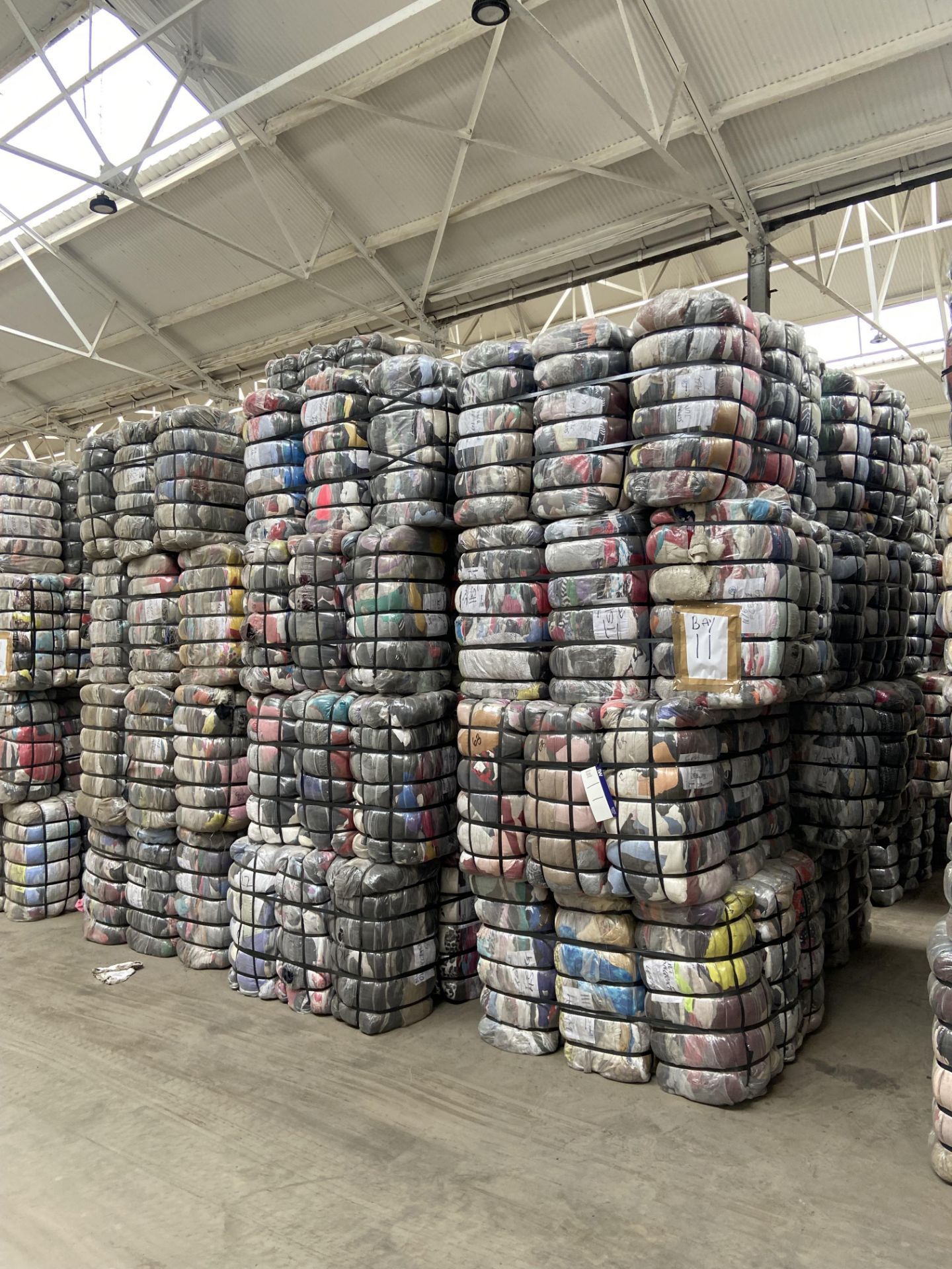 APPROX 224 BALES (10,080KG) RECYCLABLE WASTE TEXTILES, Understood to comprise: Two bales x 45kg
