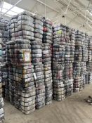 APPROX 214 BALES (9630KG) RECYCLABLE WASTE TEXTILES, Understood to comprise: 10 bales x 45kg Adult