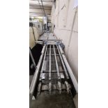 Plastic Slat Conveyor, 400w x 4500l, buyers responsibility to load, lot located Bradford, vendors