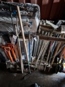 Five Insulated Cable Laying Spades, Four Various Rakes, Three Brushes and a Sledgehammer Please read