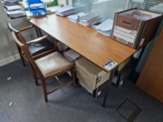 Oak Veneered Table and Two Wooden Framed Chairs Please read the following important notes:- ***