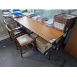 Oak Veneered Table and Two Wooden Framed Chairs Please read the following important notes:- ***