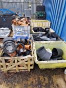 Quantity of Various Plastic Pipe Fittings, as loted in 6 Tubs Please read the following important