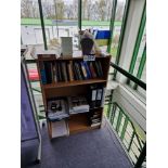 Light Oak Veneered 3 Tier Shelving Unit and White Cantilever Desk Please read the following