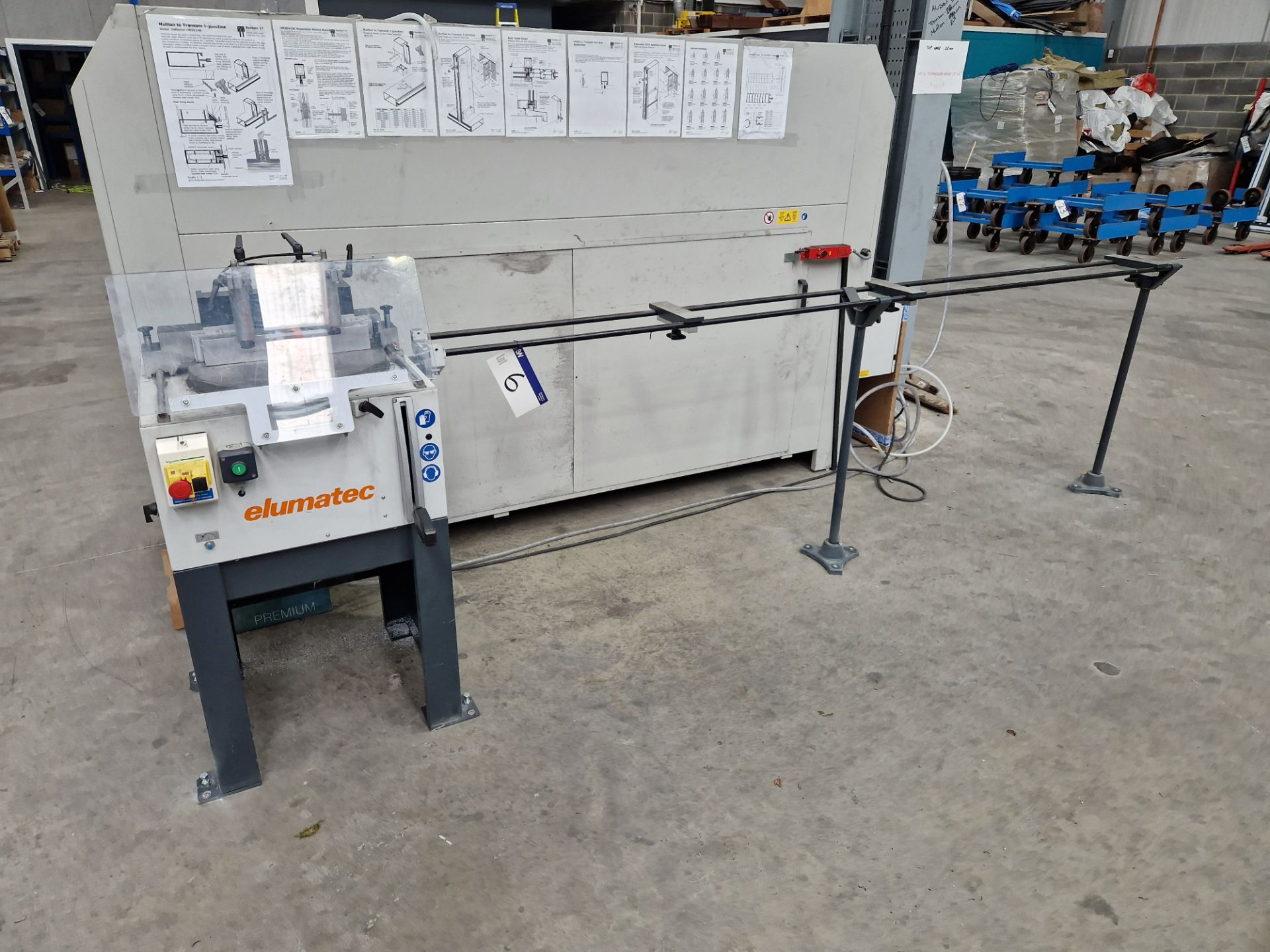 elumatec TS161/21 Upstroking Saw, Serial No. 161000020, Year of Manufacture 2019 with 3m