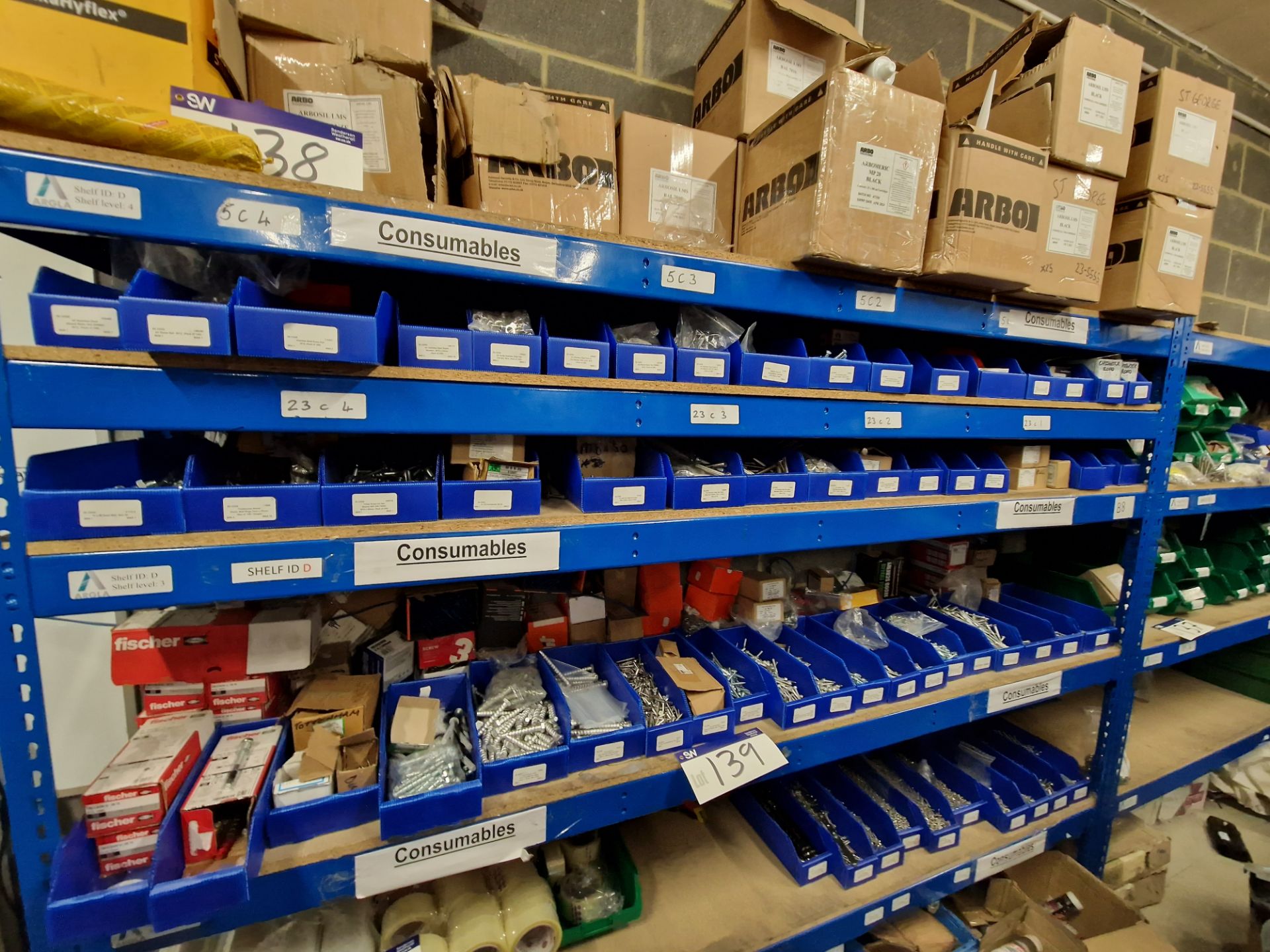 Quantity of Fixtures and Fittings, including Bolts, Screws, Washers, Nuts, etc, as set out on two