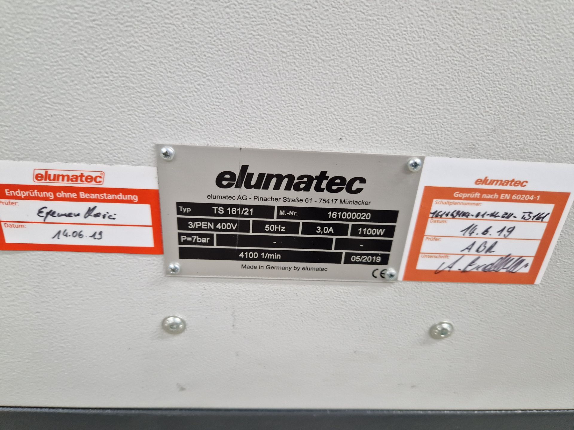 elumatec TS161/21 Upstroking Saw, Serial No. 161000020, Year of Manufacture 2019 with 3m - Image 4 of 4