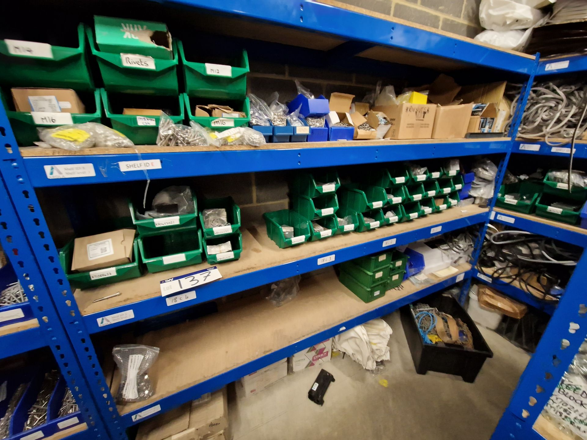 Contents to One Bay of Shelving, including Aluminium Profile, End Caps, Screws, Bolts, etc Please