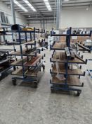 Two 5 Tier Double Sided Mobile Stock Racks, Approx. 1.2m x 0.85m x 1.7m Please read the following
