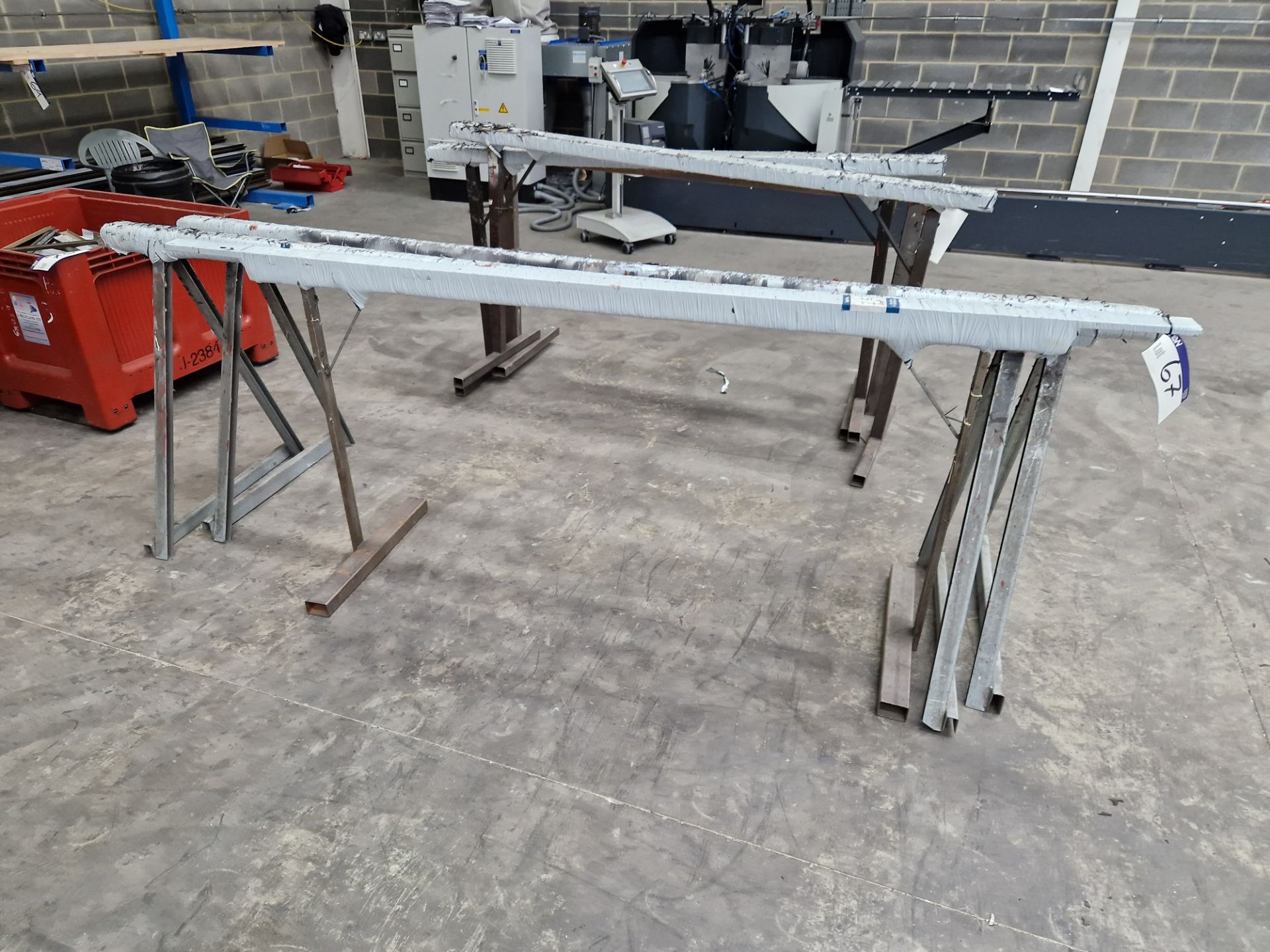 Three Steel Framed Trestles, Approx. 2.9m Long Please read the following important notes:- ***
