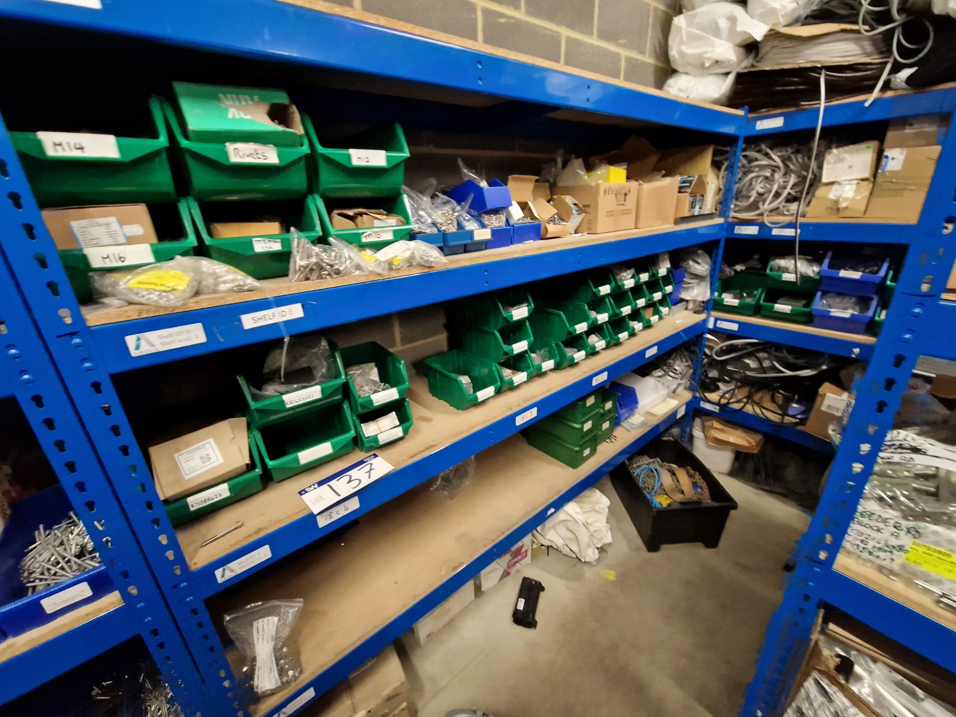 Six Bays of 4 Tier Boltless Steel Shelving, Approx. 2.5m x 0.5m x 2m (Reserve Removal until Contents - Image 3 of 4