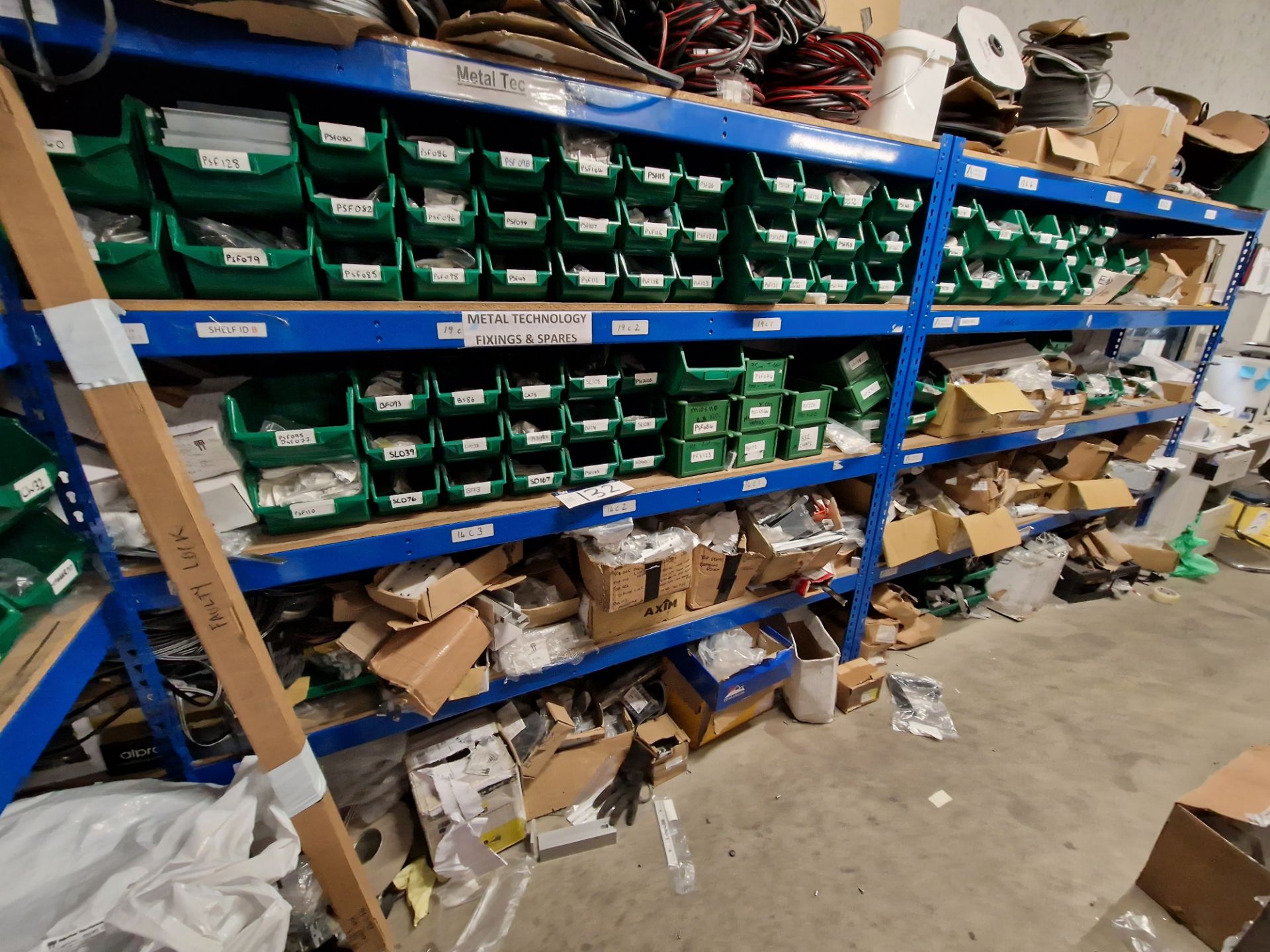 Contents to Two Bays of Shelving, including Rubber Gaskets, Aluminium Profile, End Caps, Screws,