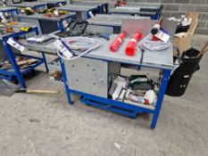 Mobile Steel Framed Workbench with Extension, Approx. 1.7m x 0.6m x 0.85m Please read the